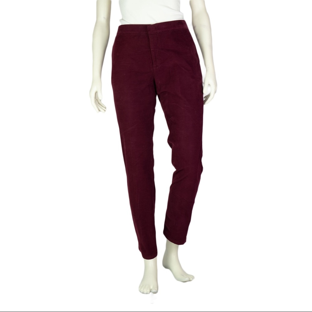 L'Autre Chose Mid-Rise Tapered Leg Pants, Maroon, Size: L | US 8, IT 44